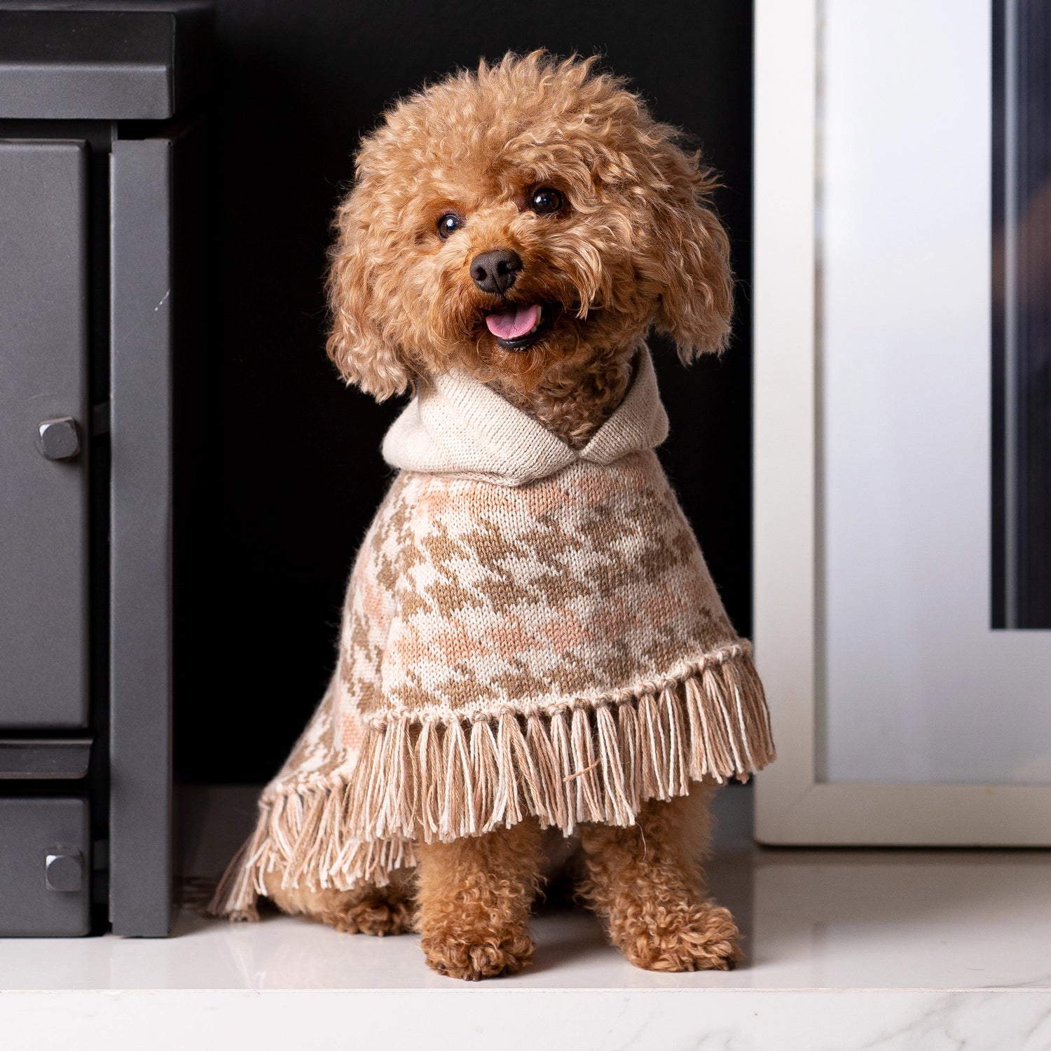 Ponczo dla psa z Alpaki Soft Houndstooth - Codino