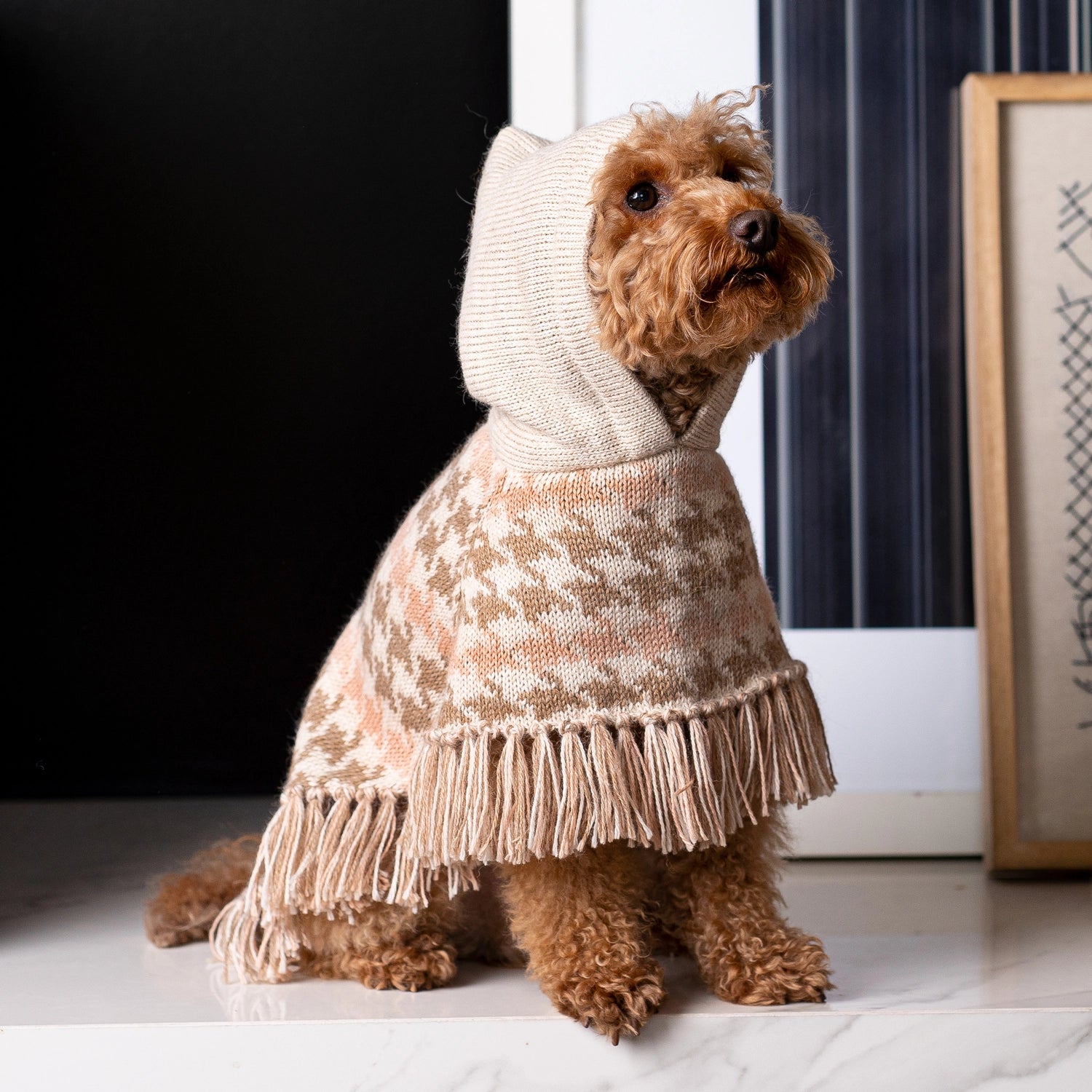 Ponczo dla psa z Alpaki Soft Houndstooth - Codino