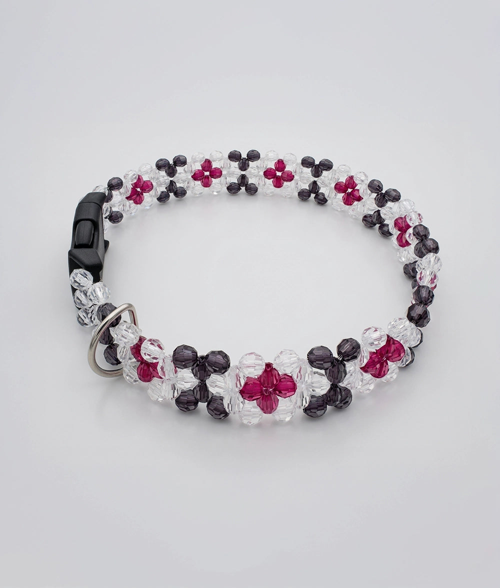 Obroża z koralików Berry Noir